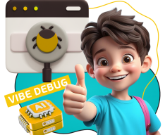 Тестирование & Vibe Debug. Охотники за багами - КИБЕРшкола программирования для детей, компьютерные курсы для школьников, начинающих и подростков - KIBERone г. Новочеркасск
